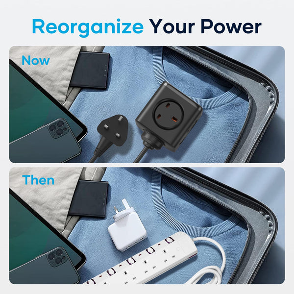 Socket Cube USB C Power Strip with 4 Outlets 3250W and 30W USB C Charging for iPhone 16/15/14, iPad,MacBook, Galaxy, Power Delivery Charging for Game, Dorm Rooms, Home, Office, White