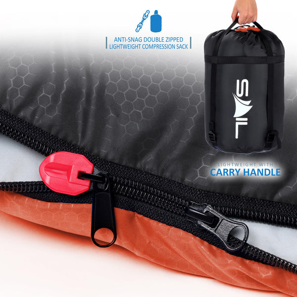 SAIL Sleeping Bag 3-4 Season Waterproof Indoor & Outdoor Use 1.3KG/2KG for Kids & Adults for Hiking, Backpacking and Camping