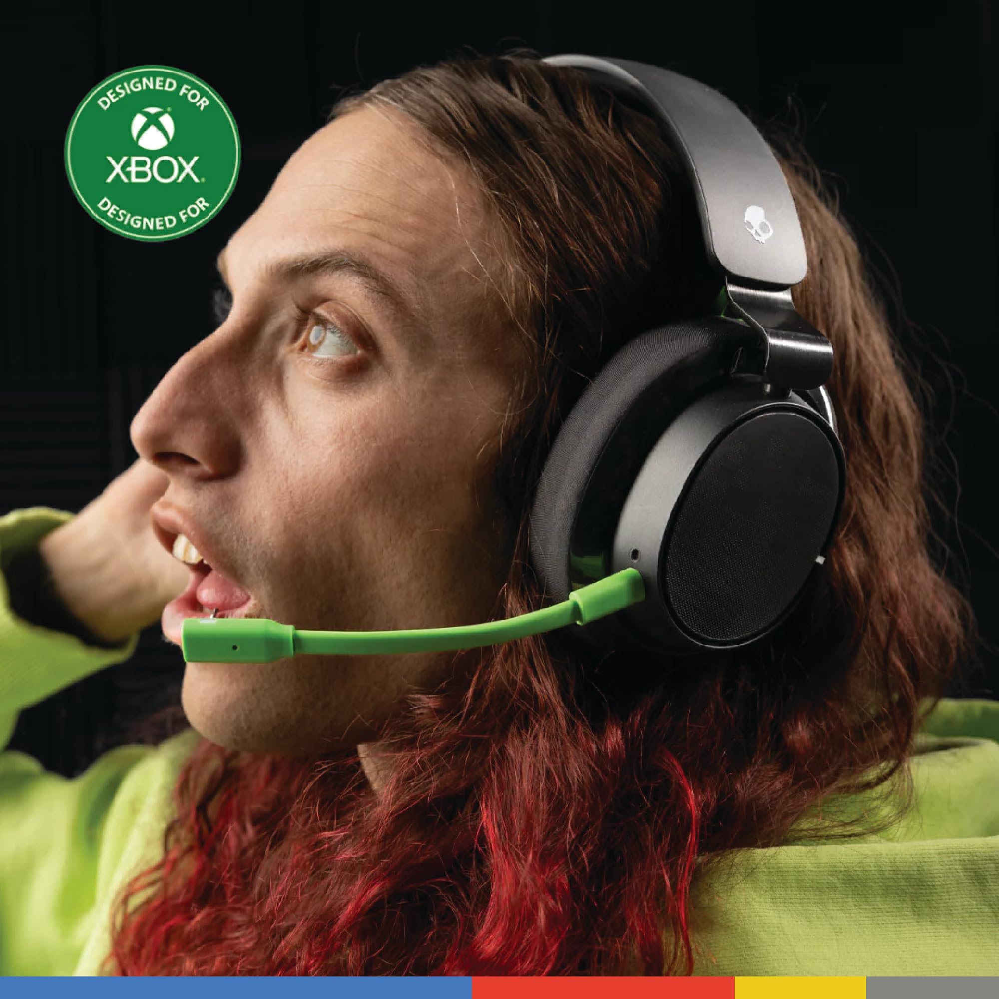 Skullcandy SLYR Pro Wireless Multi-Platform Gaming Headset, Bluetooth Headphones, Up to 24 Hrs Battery, PC, PlayStation, Nintendo Switch, 2.4GHz Low Latency Wireless Transmitter Included - White/Blue