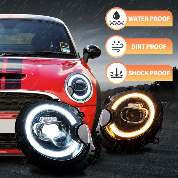 VLAND Headlights for Mini Coo-per R56 R57 R58 R59 2007-2013 Front Lamps Assembly with Sequential Turn Signal and Dynamic Welcome/Breath DRL