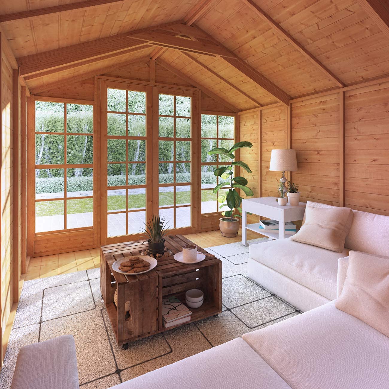 BillyOh Summerhouse Log Cabin 8 x 8 Wooden Garden Storage Shed Summer House Harper Apex Summerhouses (8x8)