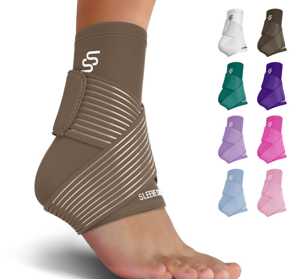 Sleeve Stars Ankle Brace for Sprained Ankle, Plantar Fasciitis Relief Ankle Support for Women & Men, Ankle Compression Sleeve w/Strap, Achilles Tendonitis Brace, Foot Brace Wrap (Single/Hot Pink)