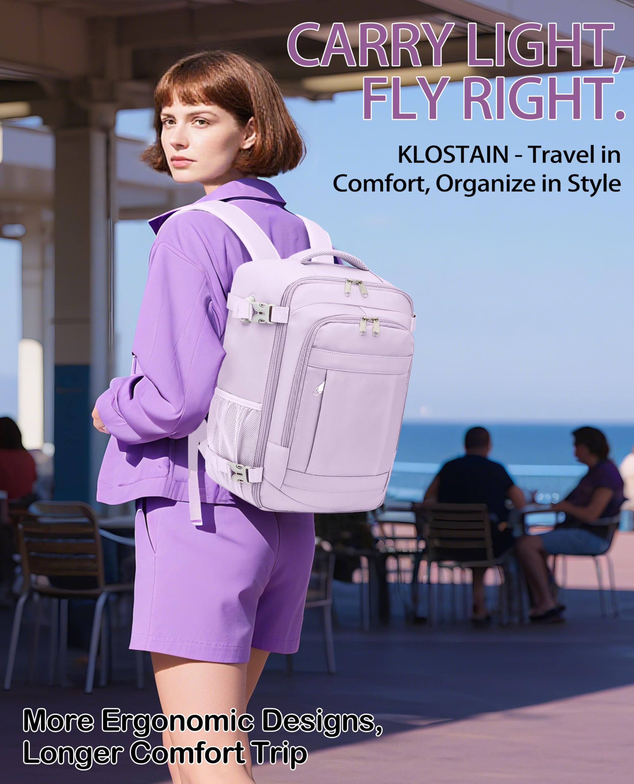 KLOSTAIN for Easyjet Cabin Bag 45x36x20 Travel Backpack Hand Luggage Carry-ons Bag Laptop Backpack Ruscksack for Airplanes Flight New Easyjet Underseat Cabin Bags Fit 14" Laptop Navy