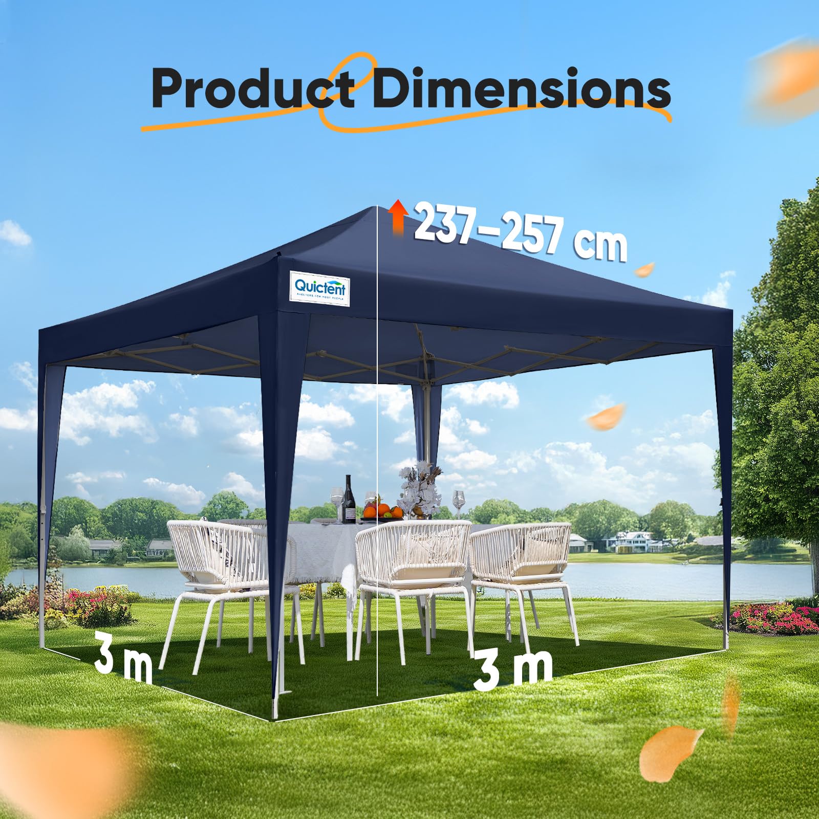 Quictent Pop Up Canopy Gazebo with Removable Sidewalls, Adjustable Height Event Shelter, 3x3m (10x10ft) Portable Tent for Garden Party, Camping, White