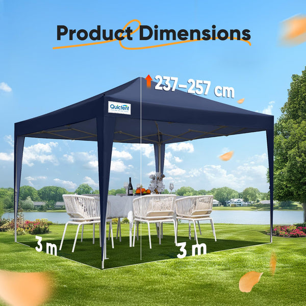 Quictent Pop Up Canopy Gazebo with Removable Sidewalls, Adjustable Height Event Shelter, 3x3m (10x10ft) Portable Tent for Garden Party, Camping, White