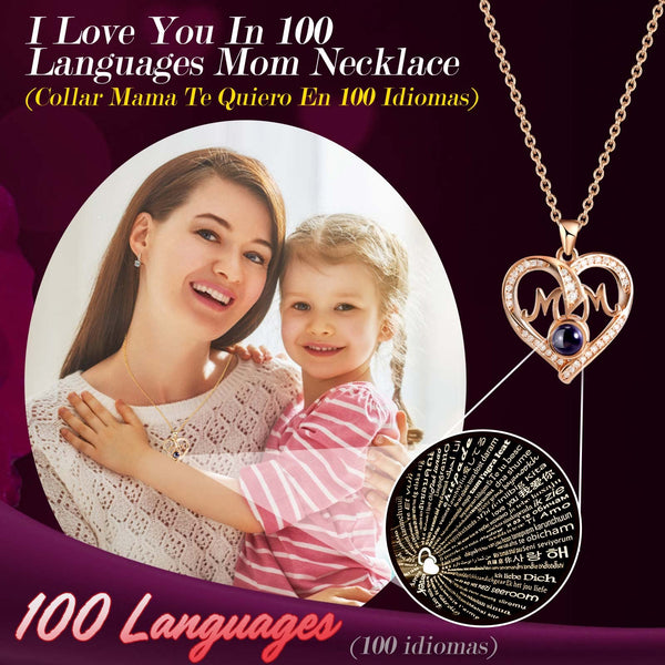 ADDWel Mother Gifts for Mum, Preserved Purple Rose Gift Box with Mum Necklace I Love You in 100 Languages, Eternal Red Roses for Women, Gift for Her