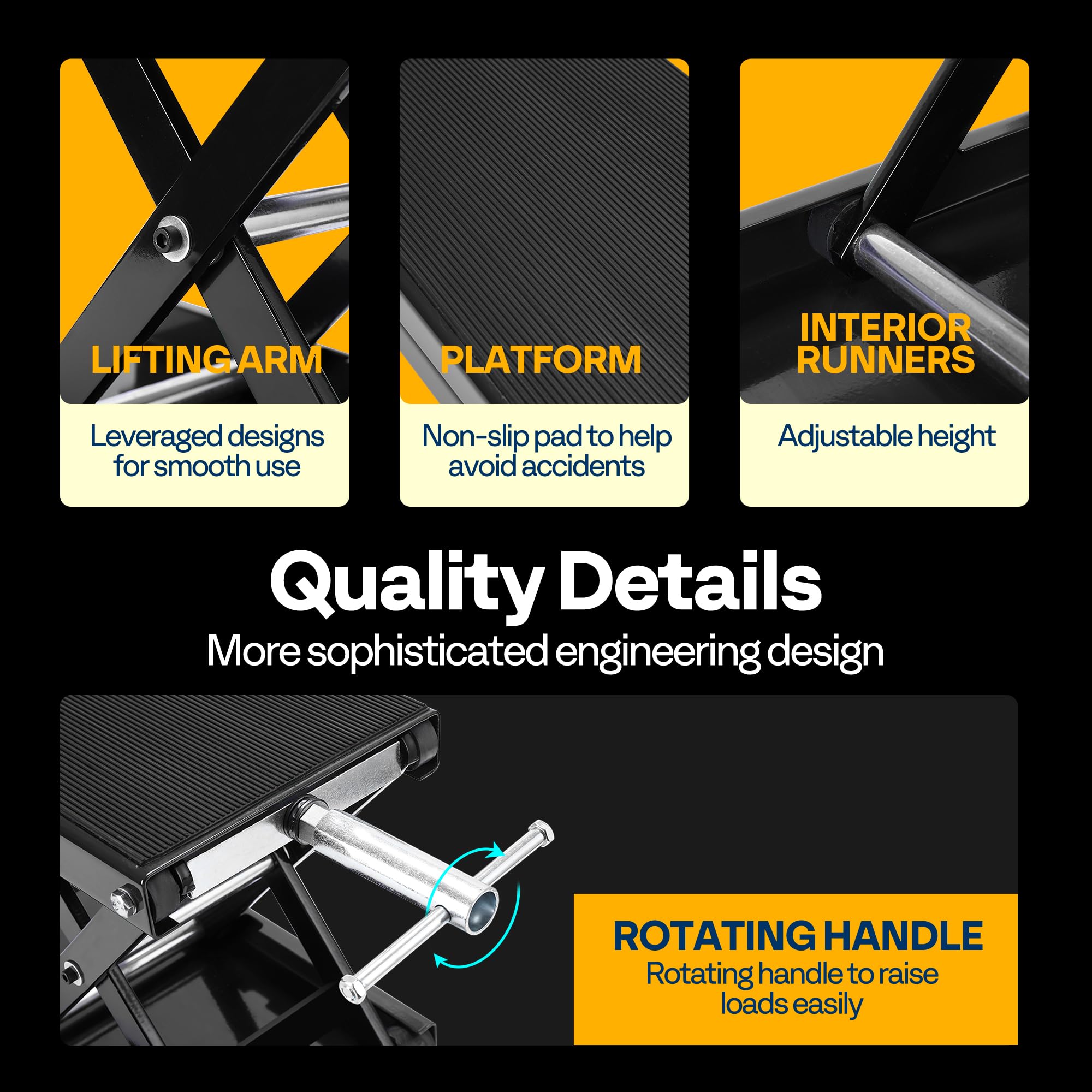 VIVOHOME Motorcycle Scissor Lift Jack Height Adjustable Heavy Duty Steel with Anti Slip Wide Deck Hoist Crank Center Stand 500KG Capacity for Motorcycles, ATVs, Dirt Bikes