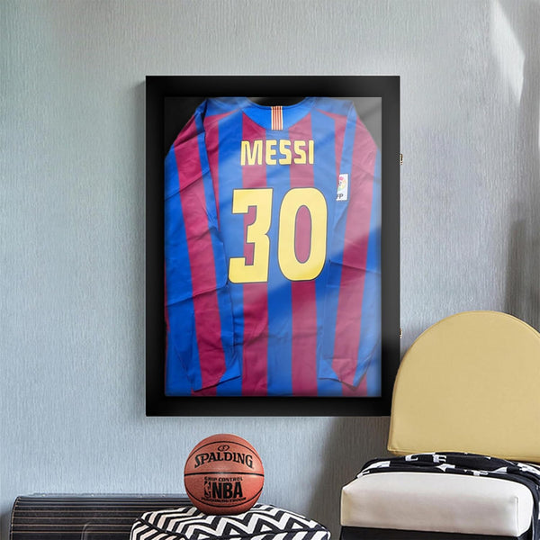 Tinkeps Football Shirt Frame Display - Engineered Wood and Acrylic, Football Shirt Frame Kit Adult Standard Sports Shirt, Rugby Shirt, Band T-shirt, Black