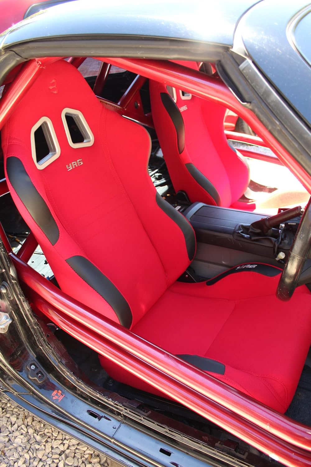 Set of Barbarian Reclining Bucket YAS Racing Seats for MX5 Mk3 (NC Chassis) Mazda, Red Felt, Track, Race, Drift