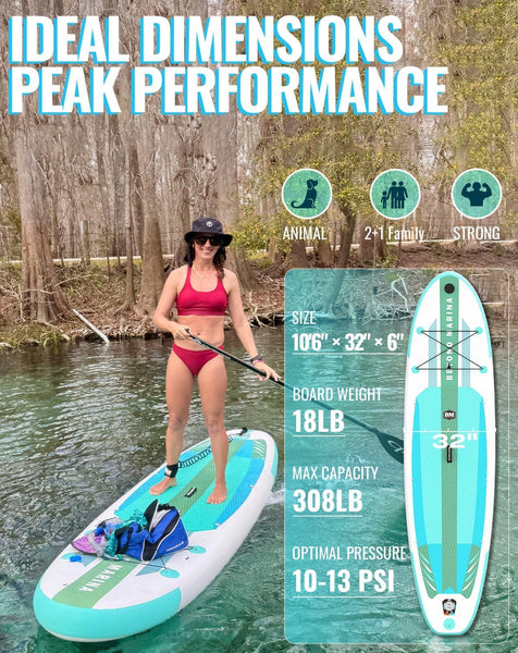BEYOND MARINA Paddle Board, Inflatable Stand Up paddle boards for adults & Youth, Featherlight sup Board with Premium ISUP Board Accessories, 10'6''x32''x6'',