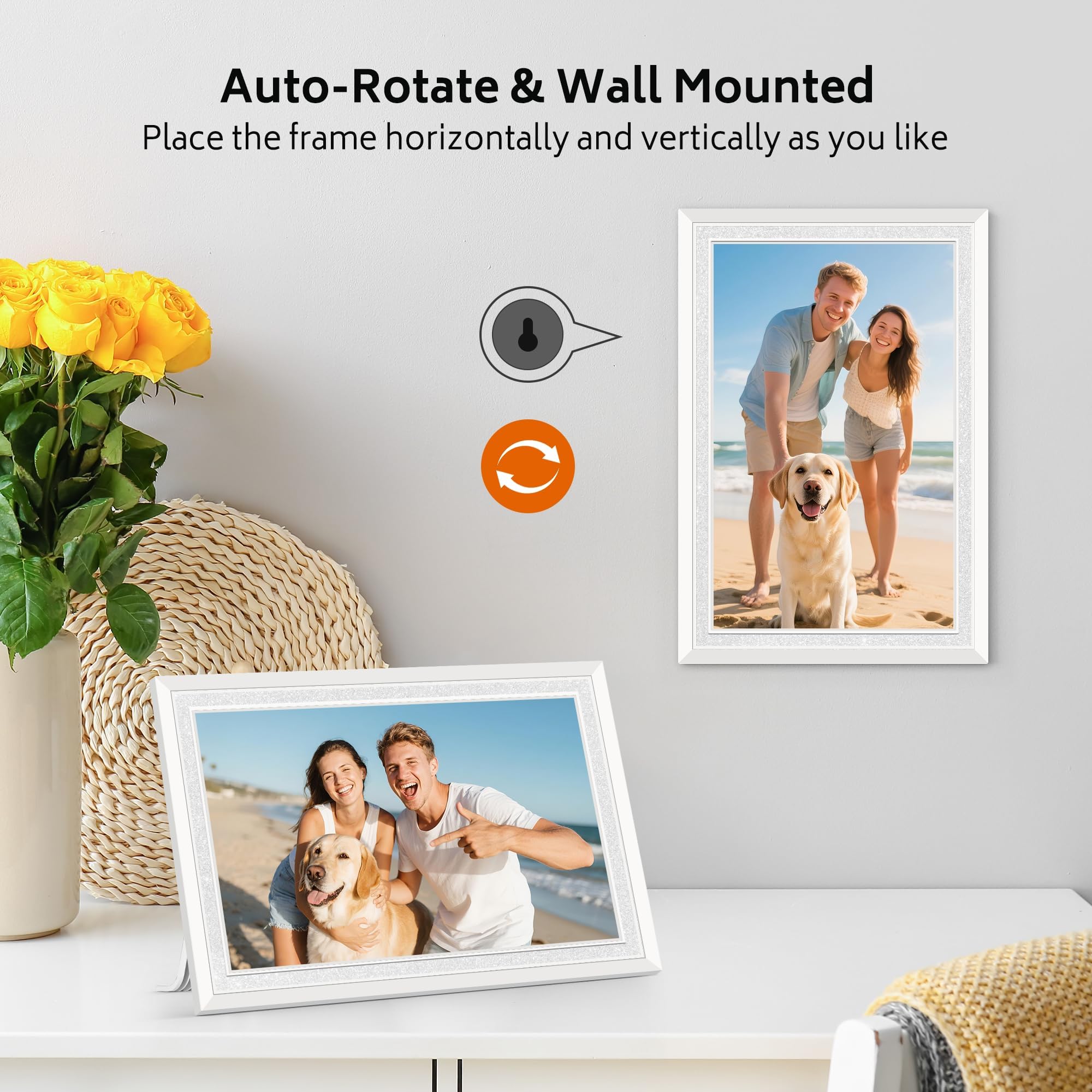 Frameo WiFi Digital Photo Frame 10.1 Inch - 1280x800 HD IPS Touch Screen Picture Frame Electronic, 32GB Memory, Auto Rotate, Wall Mountable, Digital PictureFrame for Sharing Photos and Videos