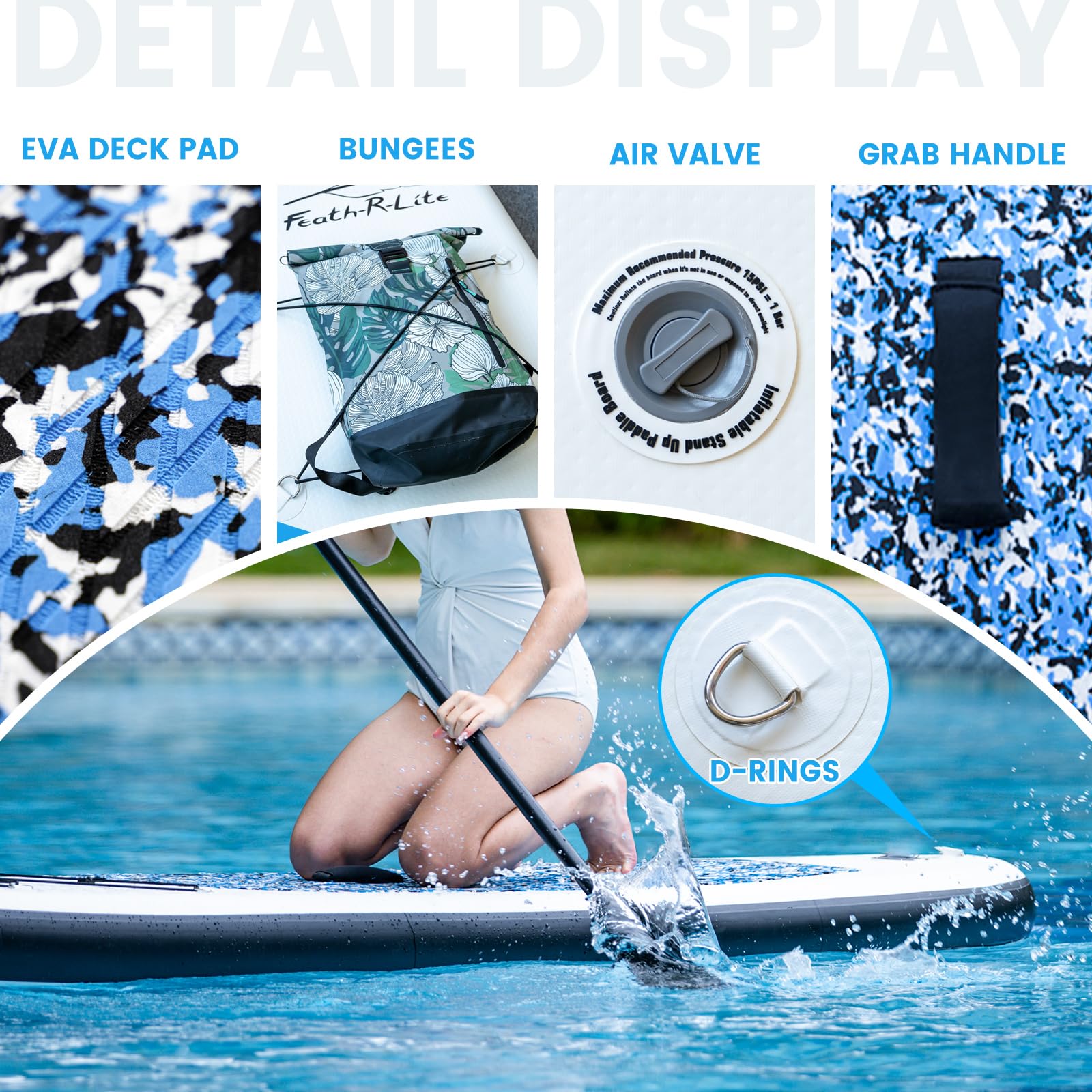 FunWater Inflatable Stand Up Paddle Board with Accessories,SUP Paddle Board Ultra-Light Includes ISUP,Adjustable Paddle,Pump,Dry Bag,Fin,Leash,Paddle Boards 11 FT for Youths and Adults