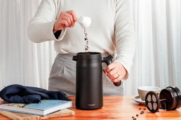 Heemburg French Press Thermal Coffee Maker Cafetiere Thermo Double Wall Insulated Vacuum Stainless Steel Manual Brewer