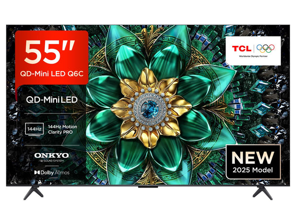 TCL 75Q6C-UK QD-Mini LED TV, 4K HDR Premium 1000nits, Smart TV Powered by Google TV (Dolby Vision IQ & Atmos, Onkyo 2.1 Sound System, 144Hz Motion Clarity Pro, 2025 New Model)