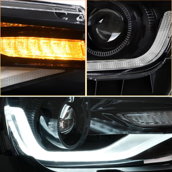 VLAND Motor Headlights compatible with 5th Gen Camaro LS, LT, SS, ZL1, Z/28 2014 2015, w/Sequential Turn signal, Driver & Passenger Side, not include bulbs
