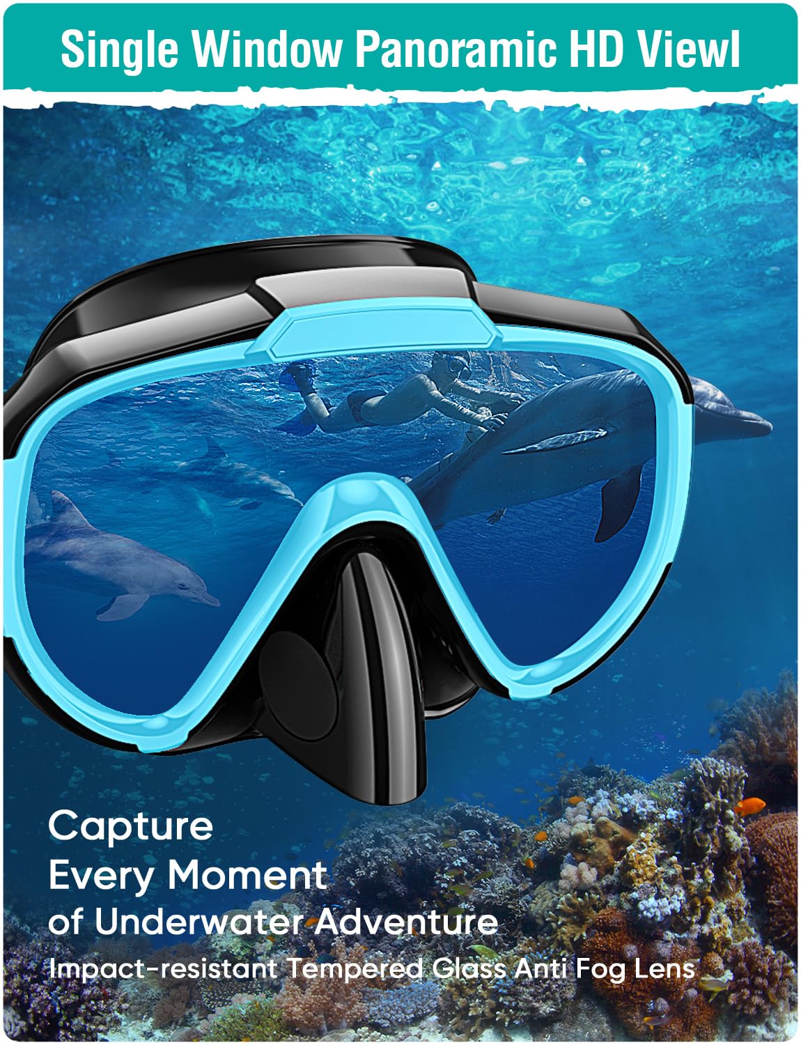 Lealinga Snorkel Set Adults Snorkel Mask Anti-Fog Panoramic View Diving Mask Dry Top Snorkel Kit with Travel Bag Diving Set for Snorkeling Scuba Diving Swimming Travel