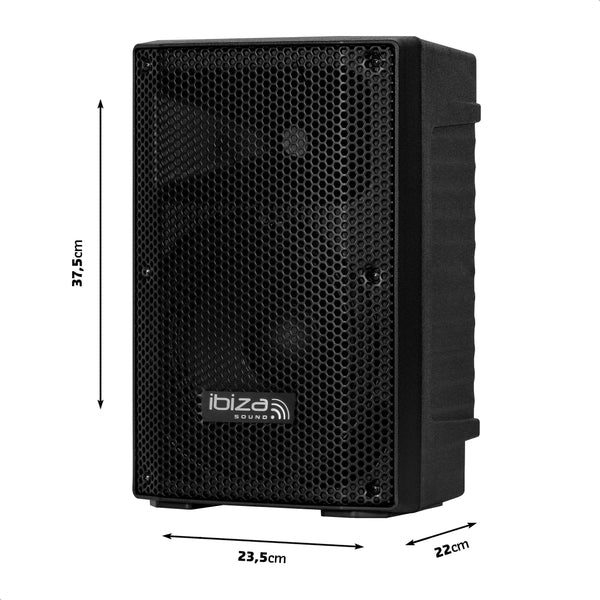 Ibiza - XTK8A-MKII- Active 8"/20cm SONO Speaker- 25mm Compression Tweeter- Bass Reflex System- USB, SD, Bluetooth- TWS- Handle and Wheels- NEW VERSION- Black- Parties, events,clubs,conferences,karaoke