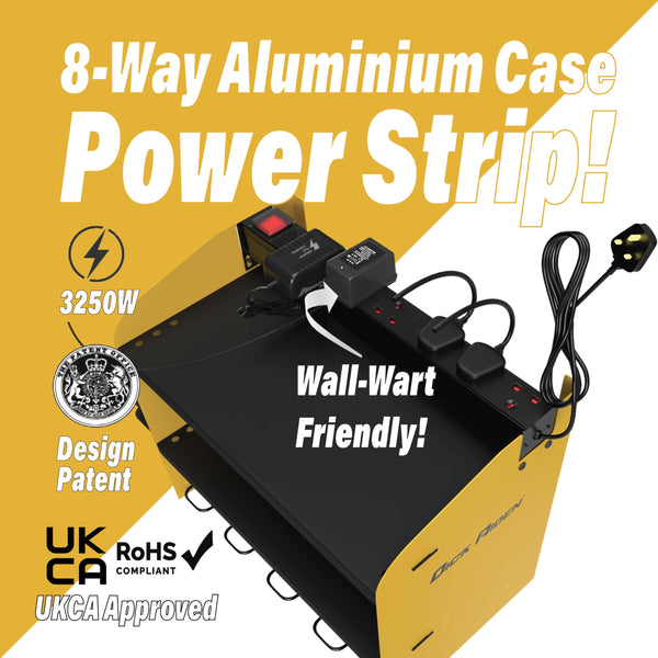 Toolganize Power Tool Organiser, Storage Rack with Power Strip Charging Station, Heavy-Duty for Workshop & Garage Tools - 4 Slot, Milwaukee Red.