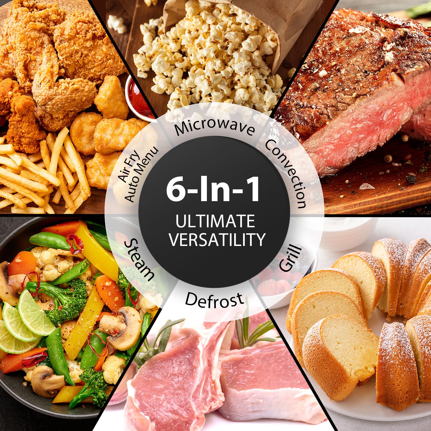 TOSHIBA 26L Air Fry Auto Menu Combo 6-in-1 900W Microwave Oven With Steamer in Morandi Grey, Inverter, Chef defrost, Convection, Combi., Steam, Grill, 10 power levels, 10 Auto Menus, MW3-AC26SFI(MG)