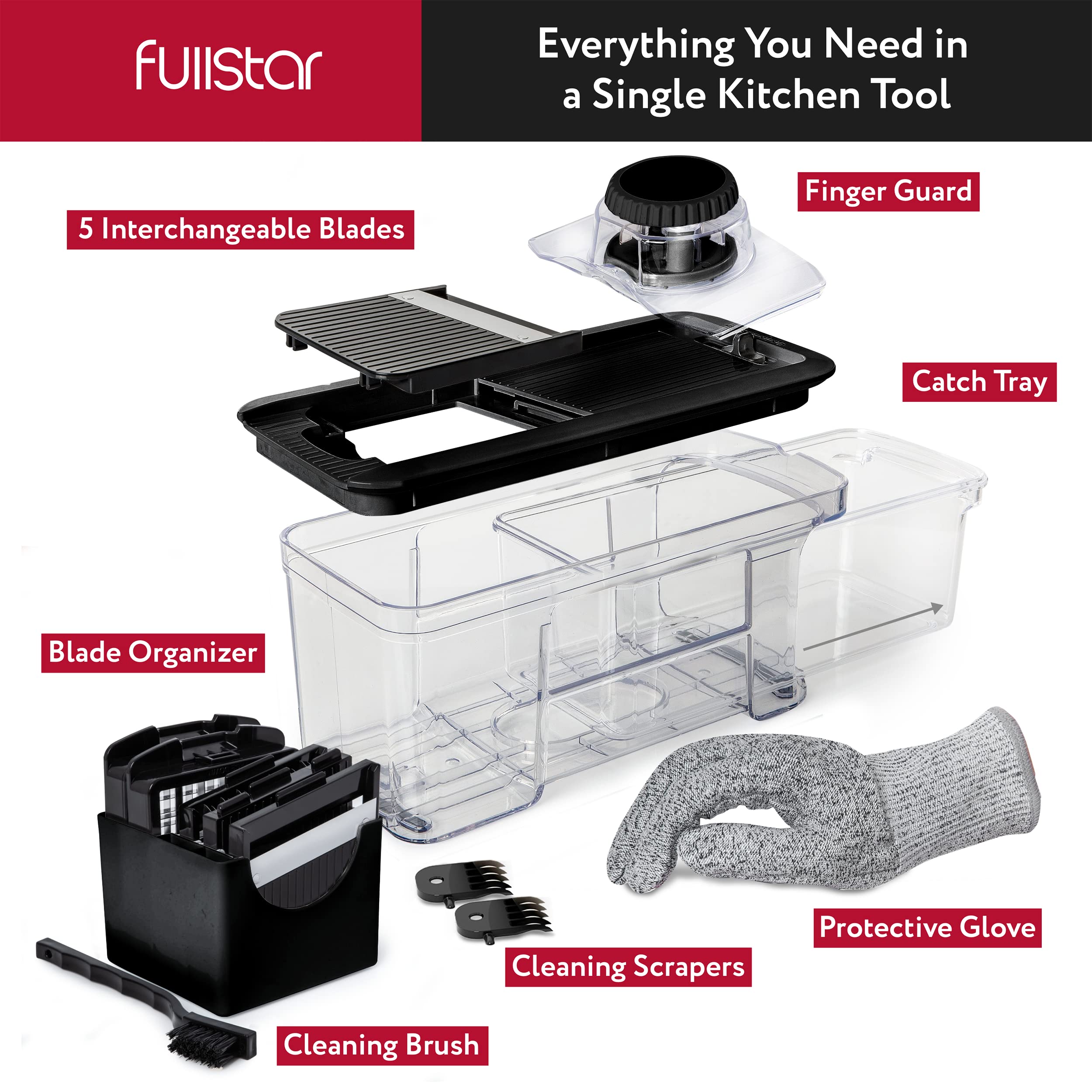 Vegetable Chopper Vegetable Cutter Mandoline Vegetable Slicer - Veggie Onion Salad Food Chopper Manual - Potato Chipper - Veg Chopper and Dicer - Kitchen Tools & Gadgets (6-in-1 Compact White)