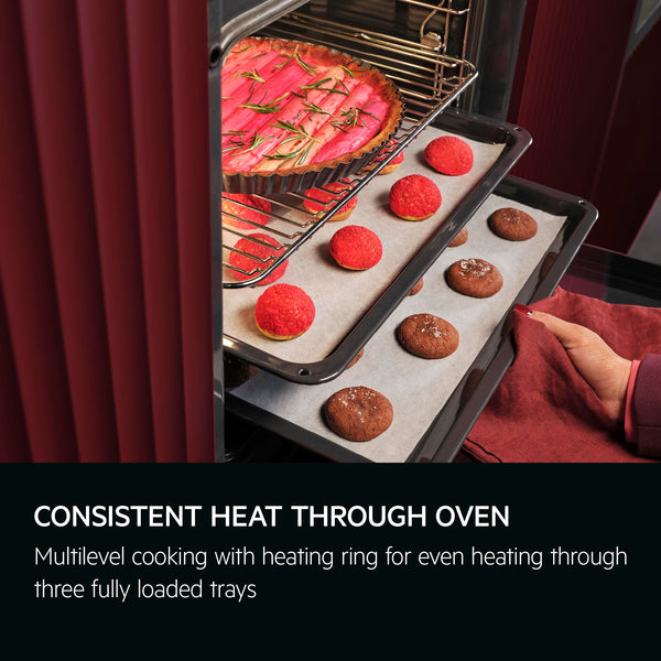 AEG 3000 Series Surroundcook Integrated Oven BEX335011B, 72L Multilevel Cooking, Turbo Grill, Defrost, Led Display, XL Baking Tray, Aqua Clean, Built-in Oven 590x560x550mm, Class A+++ Black