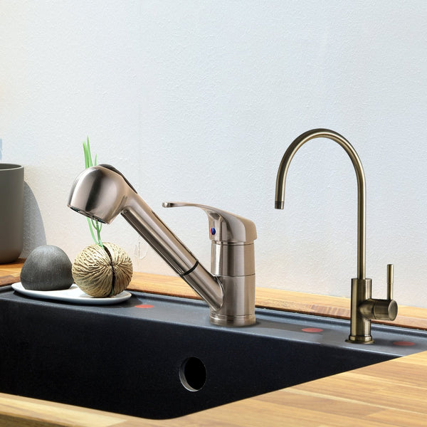 iSpring GK1-AB Heavy Duty Contemporary Style High Spout Kitchen Bar Sink Non-Air Gap Drinking Water Faucet in, Antique Brass