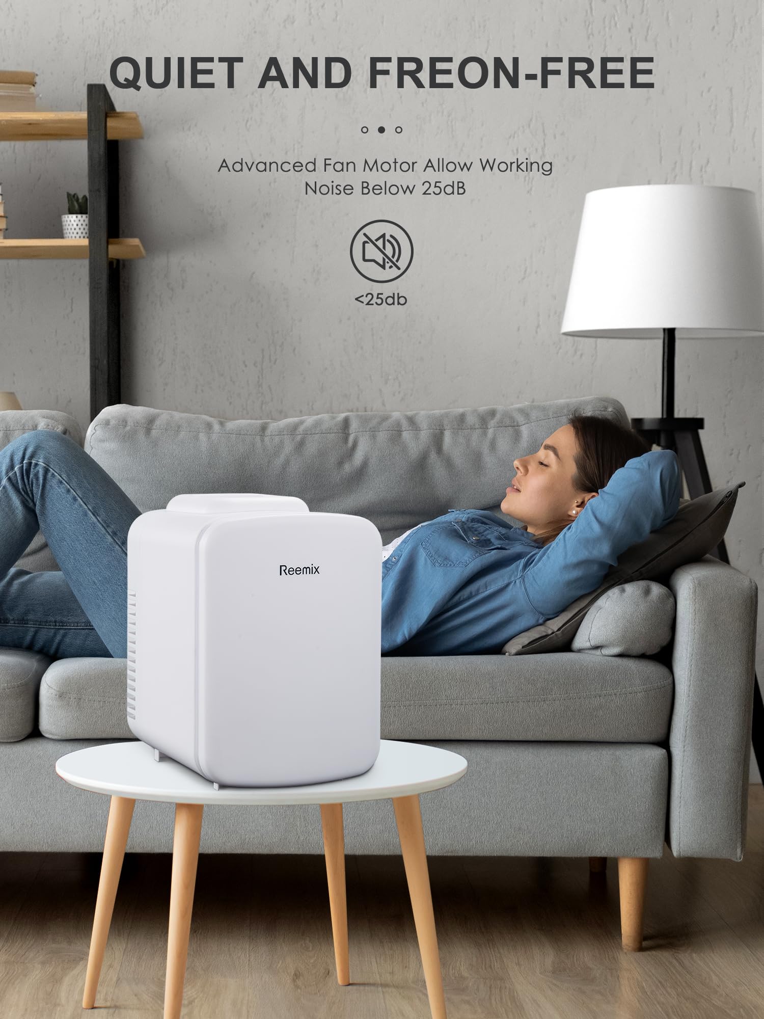 Mini Fridge 4 Litre, 6 Can Portable AC+DC Power Cooler & Warmer, Portable Small Fridge for Bedrooms, Cars, Offices; Skincare, Makeup, Cosmetics, Food (Pearlescent White, 4L)