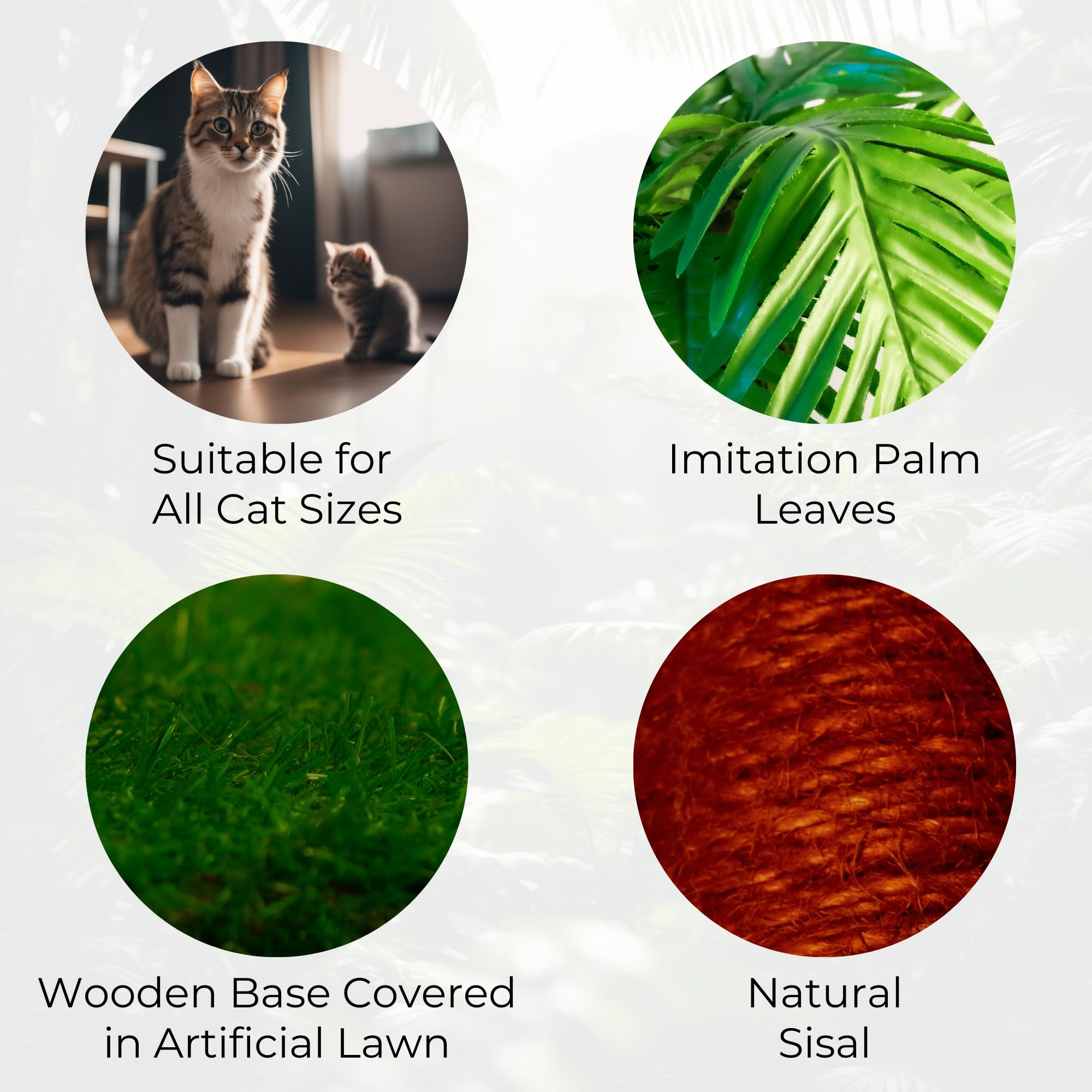 TREKAM Cat Scratching Post - Scratching Post for Cats with Palm Tree Design and Swinging Balls - Scratching Post for Large Cats 78 cm - Cat Scratching