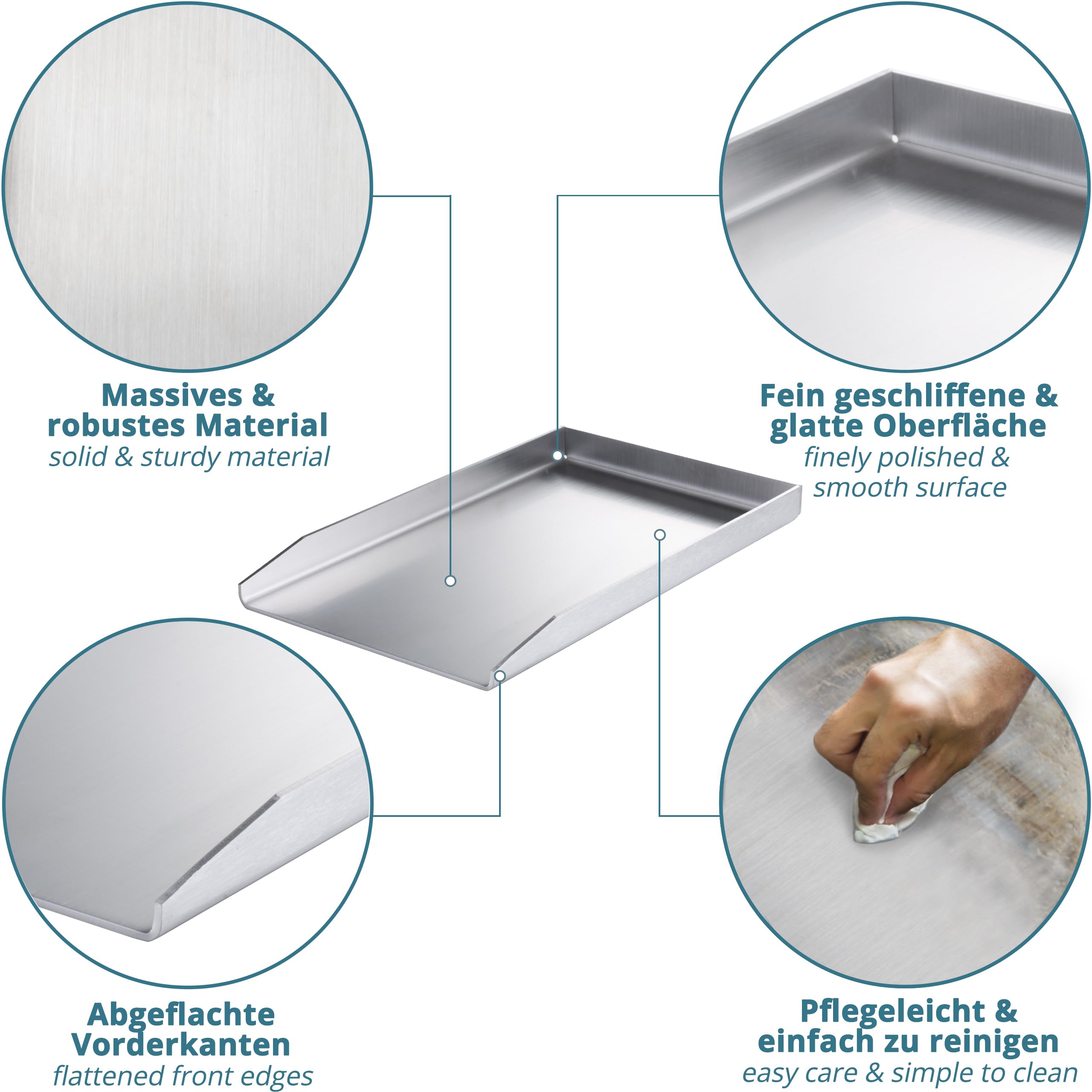 valuents? Grill Plate - Plancha Grill Plate Made of Thick & Rustproof Stainless Steel - 44.5 x 26 cm - Suitable for BBQ Gas Grill & Charcoal Grill +