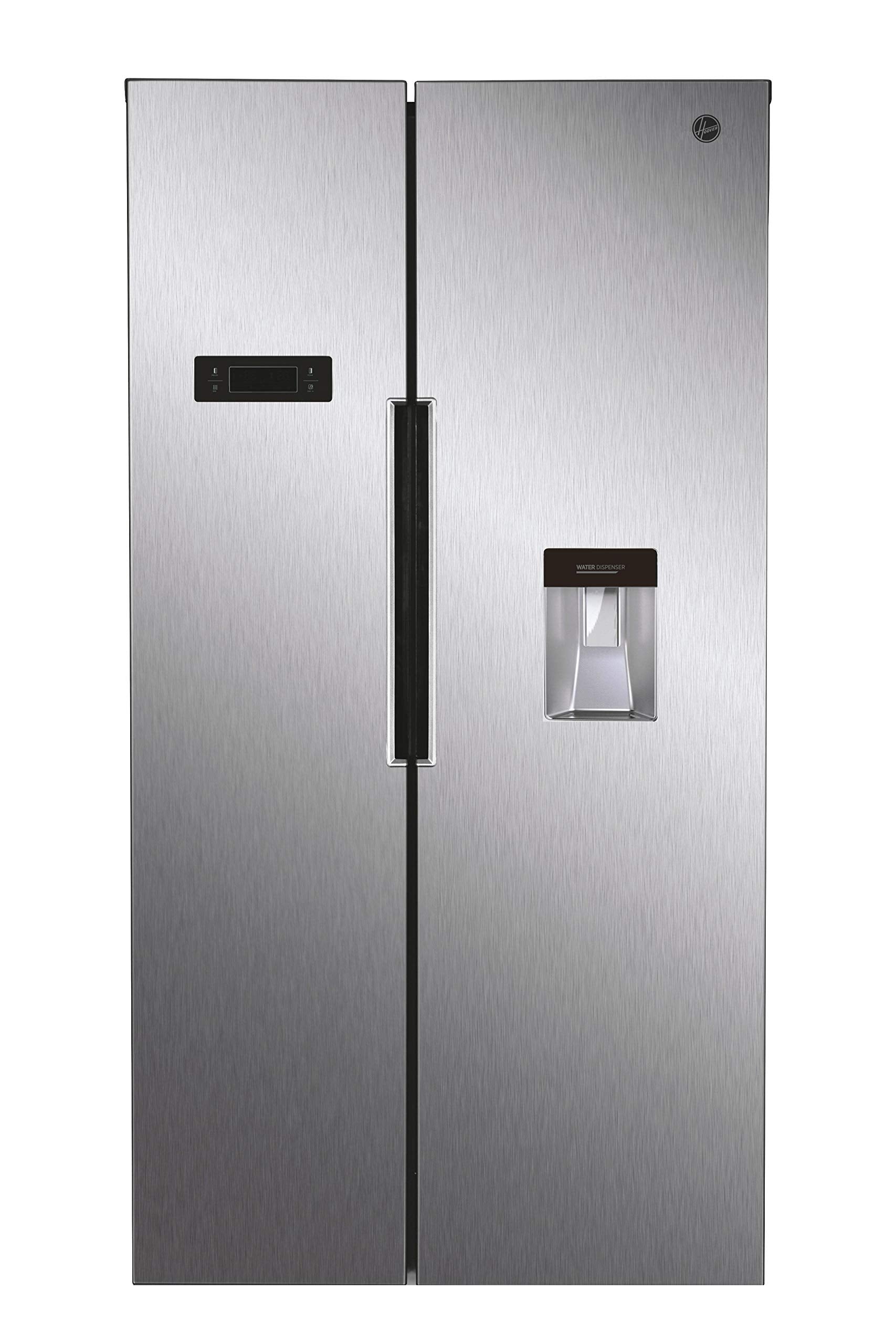 Hoover H-FRIDGE 500 MAXI Freestanding American Fridge Freezer with Water Dispenser, Side by Side, Total No Frost Technology, E Class, 532L Total Capacity, Inox, 91x67x177 cm - HHSBSO6174XWDK-1