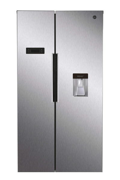 Hoover H-FRIDGE 500 MAXI Freestanding American Fridge Freezer with Water Dispenser, Side by Side, Total No Frost Technology, E Class, 532L Total Capacity, Inox, 91x67x177 cm - HHSBSO6174XWDK-1
