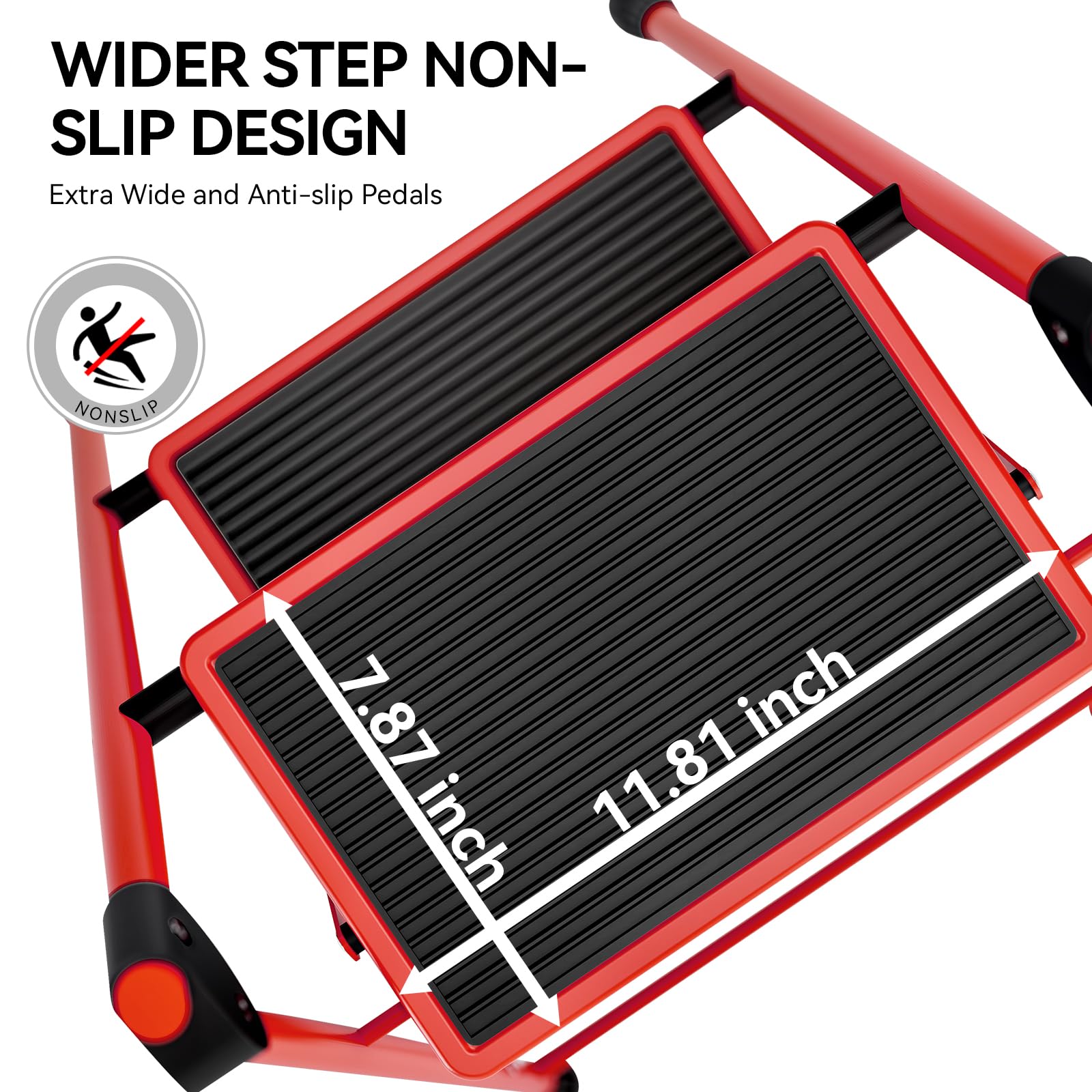 KINGRACK 2 Step Ladder with Handrail, Non-Slip Household Ladder with Folding Safety, Aluminium Folding Step Stool, Maximum Load 150 kg, Black