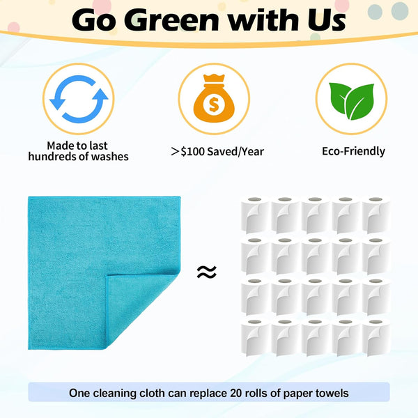 20 Pack Microfiber Cleaning Cloth, Lint-Free Car Wash Towels, All-Purpose Absorbent Cleaning Rags for Housekeeping, Dust Cloth for Office, Mechanic, Automotive