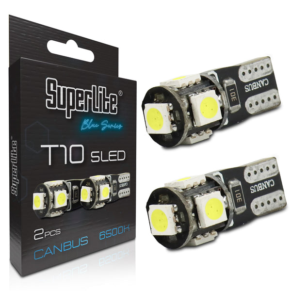 Superlite Set of 2 T10 Bulbs with 18 Leds from the Blue Series range. CanBus Technology and 6500K Colour Temperature. Ideal for Car and Truck.