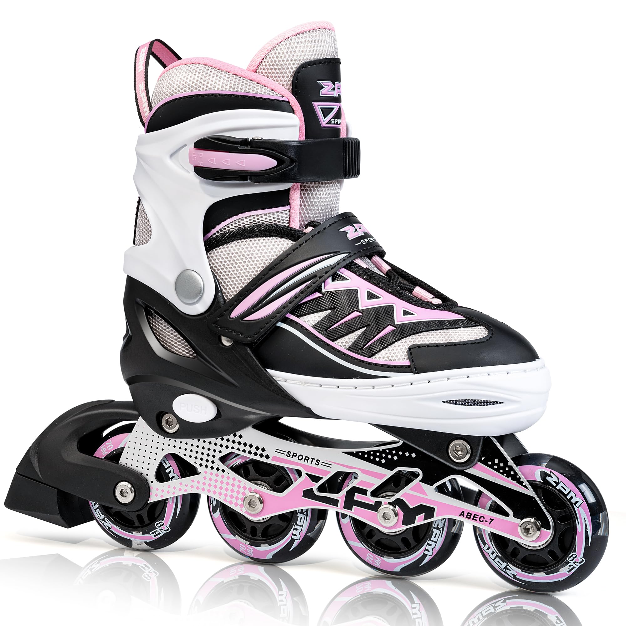 2pm Sports Adjustable Inline Skates, Stylish Design Beginner Roller Skates for Boys and Girls