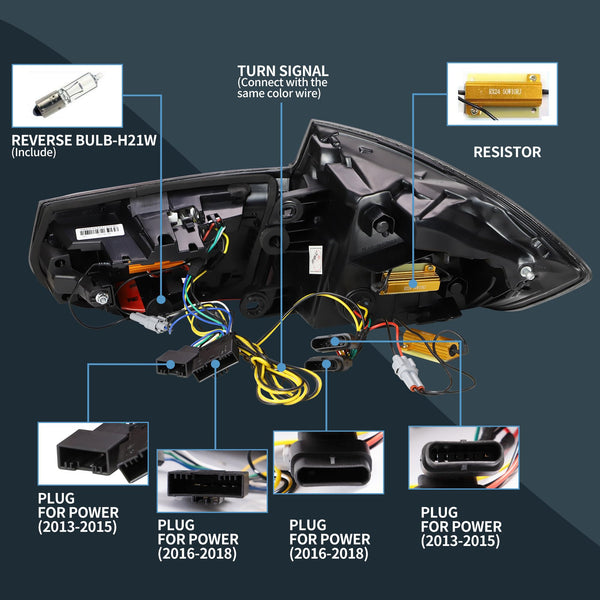 VLAND LED Rear Lights Compatible With 3-Series F30 F35 F80 M3 2013-2018 Sixth generation,Tail Lights Assembly w/Sequential Turn Indicator, 1 Set (Red)