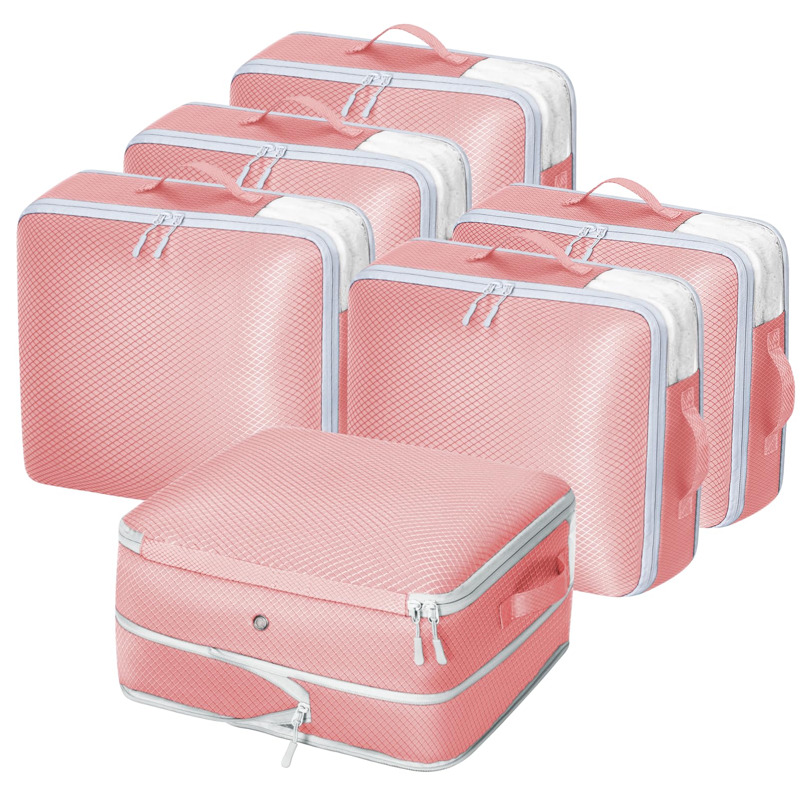 DIMJ 6 Pack Compression Storage Bags - Foldable Duvet/Blanket/Towel Organisers Boxes, Large Compression Packing Cubes with Clear Window for Moving,