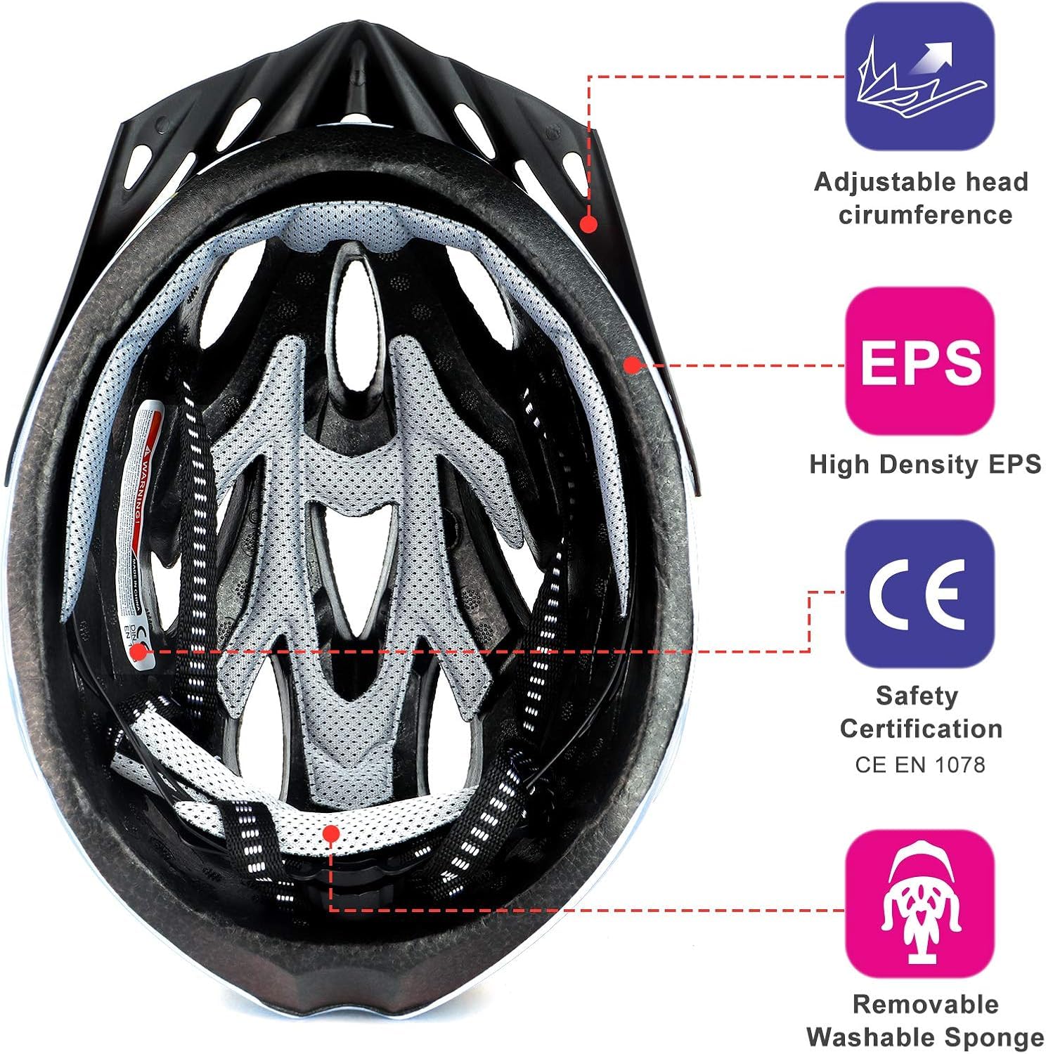 RaMokey Cycle Helmet, Lightweight Bicycle Helmet, Adjustable Mountain & Road Bike Helmets for Adults, 18 Vents with Adjustable Strap & Detachable Visor for Mens Womens(Head Sizes 58-62cm)