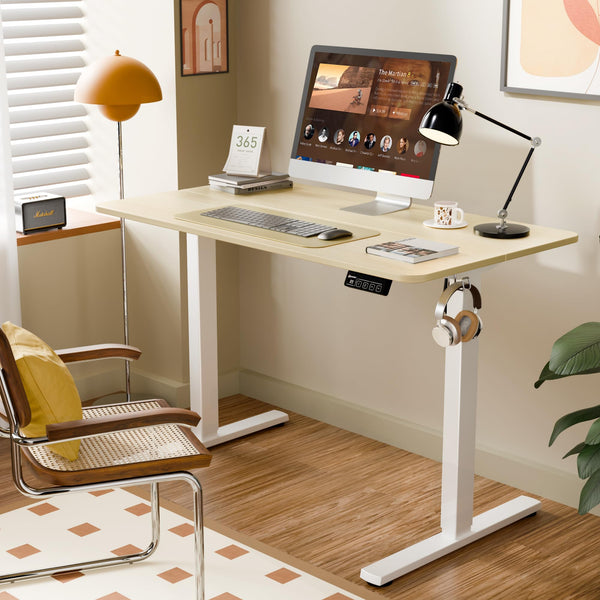 ERGOMAKER Electric Height Adjustable Standing Desk 80x60cm (31.5"x23.6"), Sit Stand Desk with Splicing Top for Home Office (Black Frame + Black Desktop)