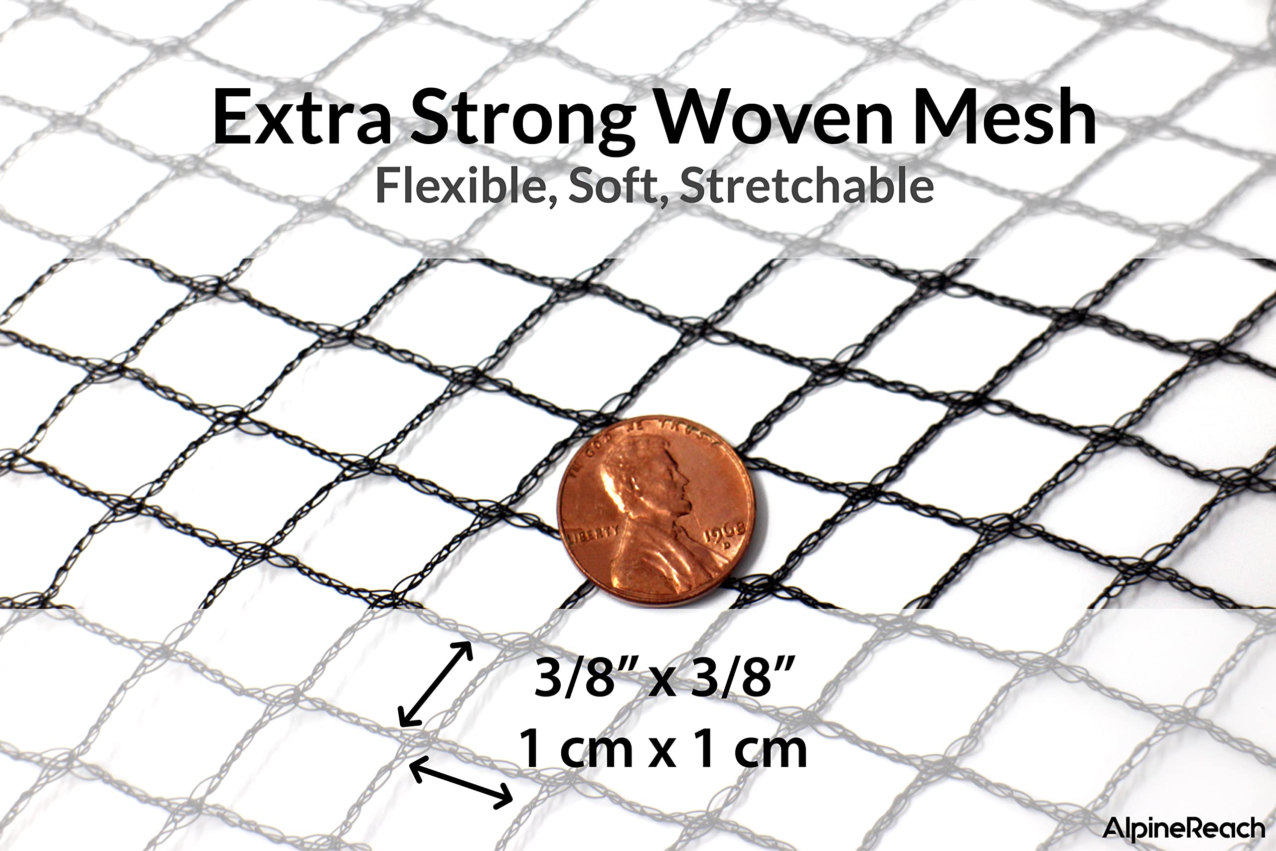 AlpineReach Koi Pond Netting Kit 12m x 12m Black Heavy Duty Woven Fine Mesh Net Cover for Leaves - Protects Koi Fish from Blue Heron Birds Cats