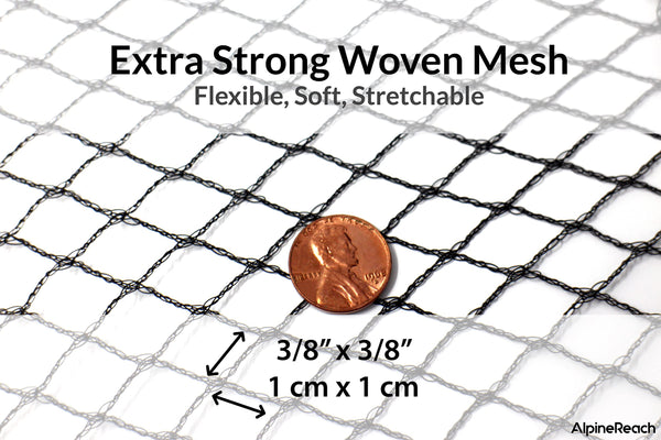 AlpineReach Koi Pond Netting Kit 12m x 12m Black Heavy Duty Woven Fine Mesh Net Cover for Leaves - Protects Koi Fish from Blue Heron Birds Cats