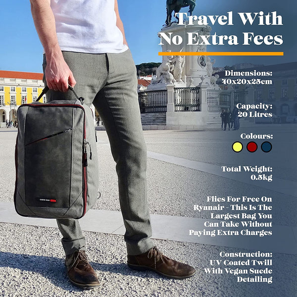 Cabin Max Manhattan 20L Underseat Backpack - 40x20x25 for Ryanair Cabin Bag with Padded Tech Pocket, Lockable Compartment & Versatile Straps - Stylish Travel Companion for Airlines