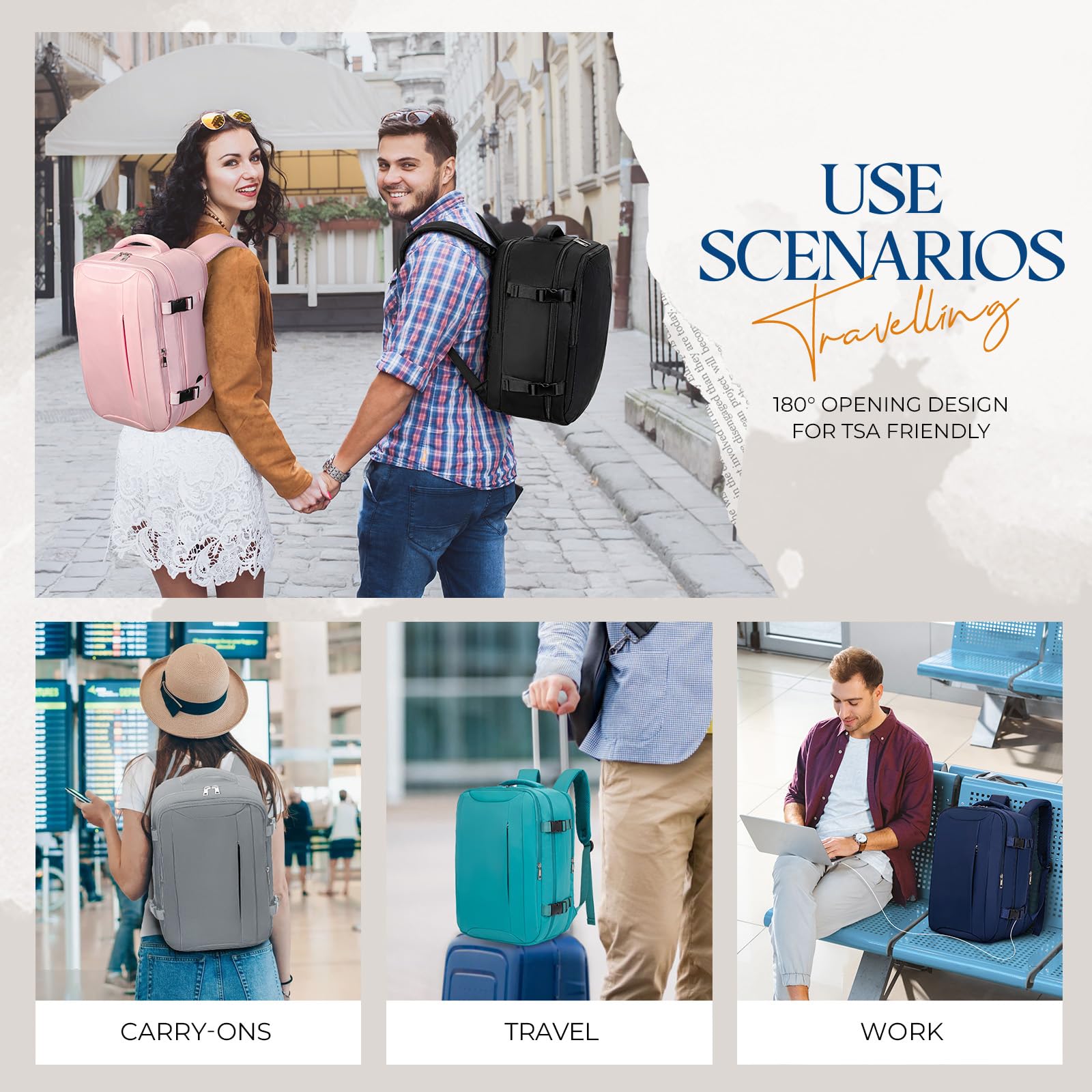 for Ryanair Cabin Bags 40x20x25 Underseat Bag,Small Travel Backpack Cabin Size Carry-ons for Women Men,Hand Luggage for Overnight,Casual Daypack with Laptop Compartment,Anti Theft Pocket