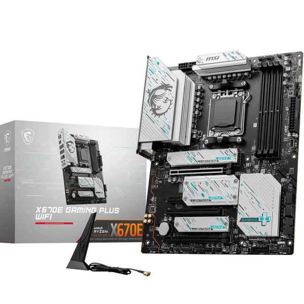 MSI X670E GAMING PLUS WIFI Motherboard, ATX - Supports AMD Ryzen 9000 / 8000 / 7000 Series Processors, AM5 - 80A SPS VRM, DDR5 Memory Boost 7800+ MHz/OC, PCIe 5.0 x16, M.2 Gen5, Wi-Fi 6E