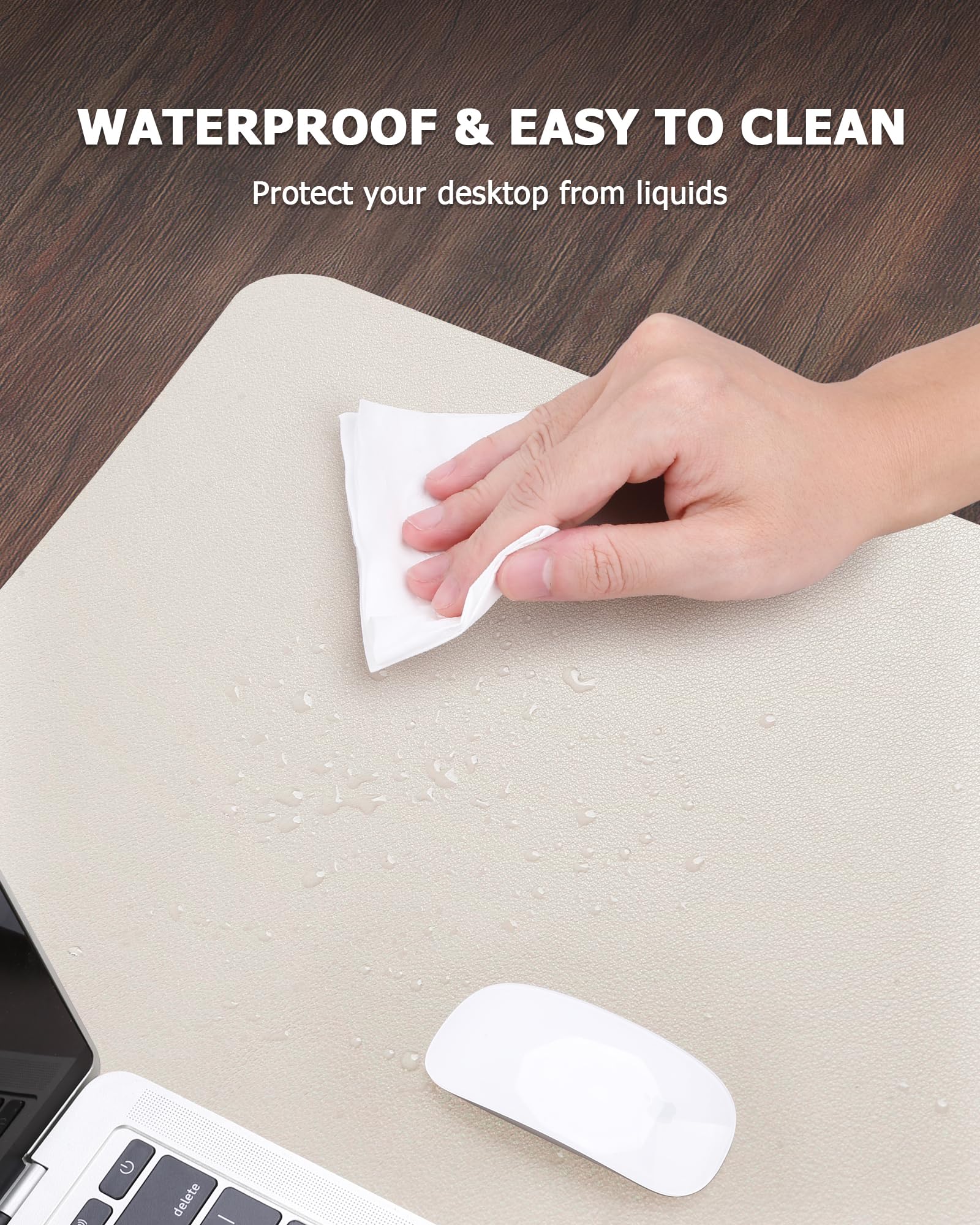 MOLMO Non-Slip Desk Mat, Waterproof Desk Pad Table Protector, Easy Clean Laptop Mat Large Mouse Pad Leather Writing Mat with Suede for Office /Home/Decor (Light Green, 60 x 35 cm)