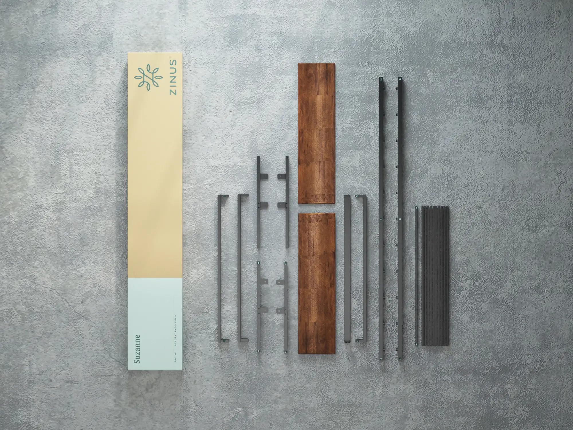 Zinus Paul Super King Bed frame - Bed 180x200 cm - 36 cm Height - Metal and Wood Platform Bed frame with Wood slat support - Natural Brown and Black