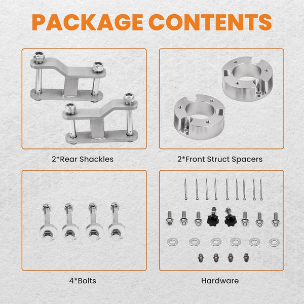 maXpeedingrods Lift Kit For Nissan Navara D40 2.5" Strut Spacers and 2" Rear Extended Shackles