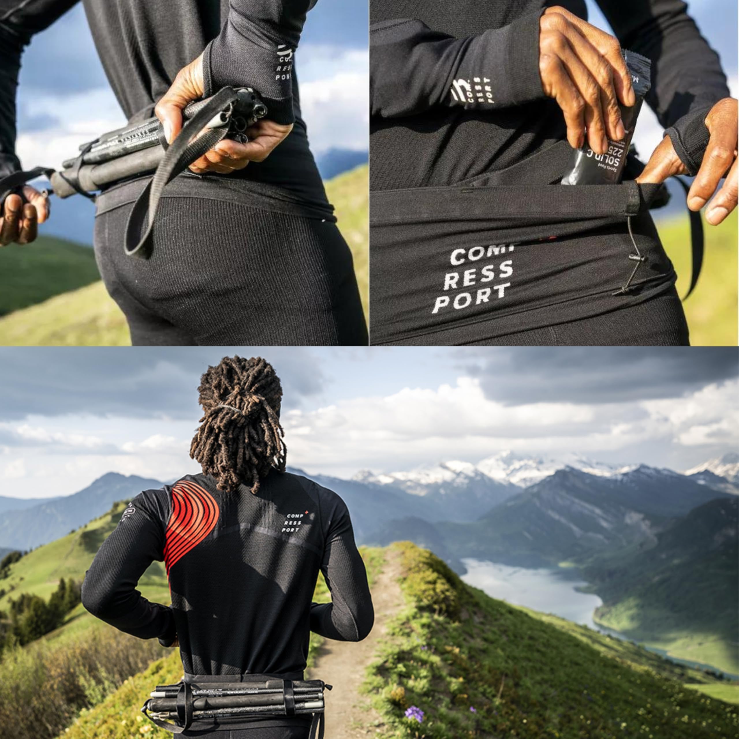 COMPRESSPORT - Free Belt & Pro - Running | Climbing | Cycling Belt - Ergonomic - Ultralight - No Swinging - Large Compartment - Ajustable