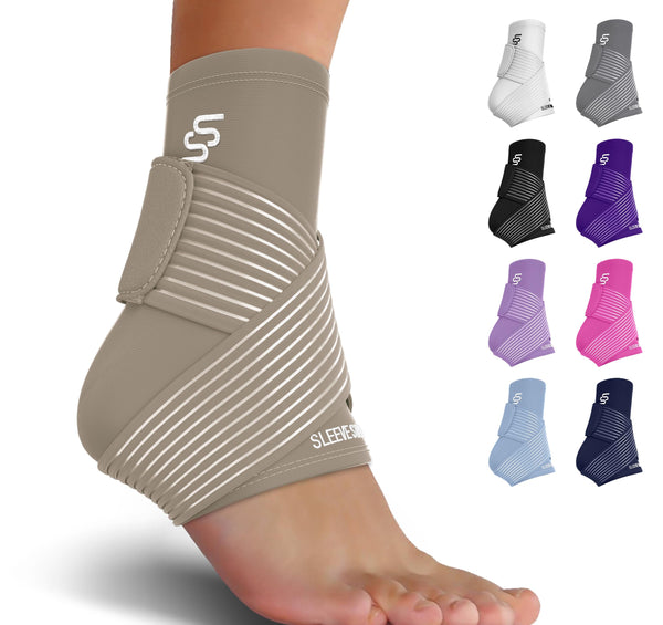 Sleeve Stars Ankle Brace for Sprained Ankle, Plantar Fasciitis Relief Ankle Support for Women & Men, Ankle Compression Sleeve w/Strap, Achilles Tendonitis Brace, Foot Brace Wrap (Single/Hot Pink)