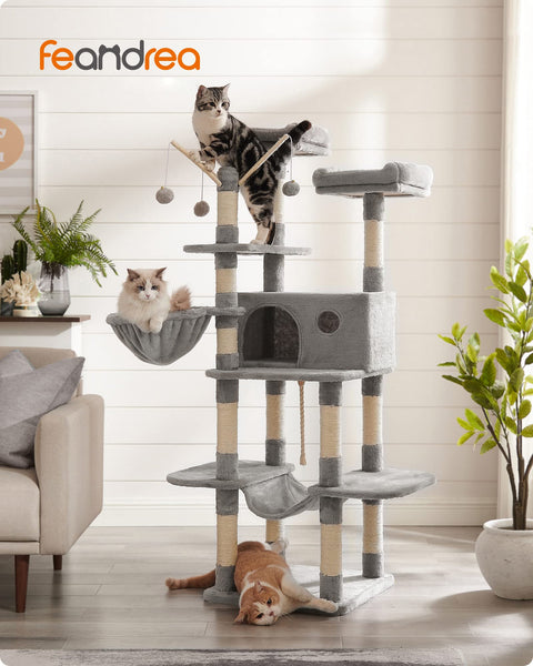 FEANDREA Cat Tree, XXL Cat Condo, 164 cm, Light Grey PCT087W01